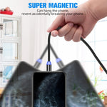 2-in-1 USB-auf-8-Pin- + Micro-USB-Magnet-Metall-Schnittstellen-Nylon-geflochtenes Ladekabel, Länge: 1m, 1m