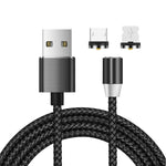 2-in-1 USB-auf-8-Pin- + Micro-USB-Magnet-Metall-Schnittstellen-Nylon-geflochtenes Ladekabel, Länge: 1m, 1m