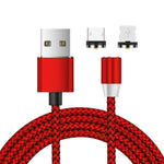 2-in-1 USB-auf-8-Pin- + Micro-USB-Magnet-Metall-Schnittstellen-Nylon-geflochtenes Ladekabel, Länge: 1m, 1m