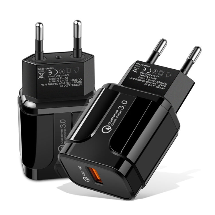 Tragbares QC3.0 18W USB-Ladegerät, Universal-Schnellladeadapter, EU-Stecker