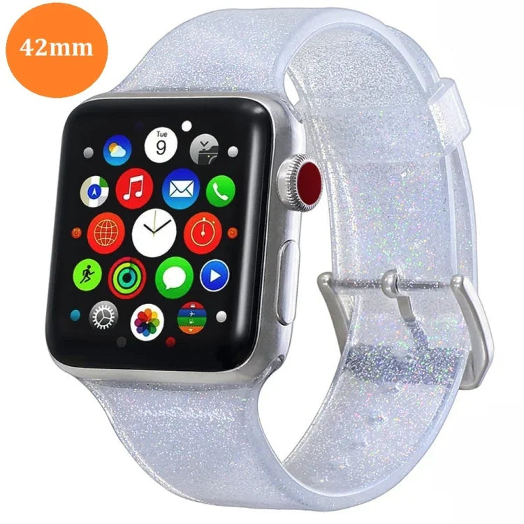 Glitzerndes Silikonarmband für Apple Watch Series 5 &amp; 4 44 mm / 3 &amp; 2 &amp; 1 42 mm
