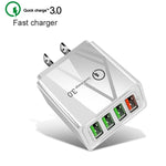 2-in-1 USB-auf-USB-C-/Type-C-Datenkabel + 30W QC 3.0 4 USB-Schnittstellen Universal-Schnellladegerät für Mobiltelefone und Tablets Reise-Ladegerät-Set, US-Stecker, USB-C-/Type-C-Set US-Stecker