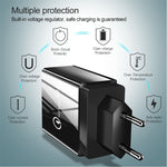 2-in-1 USB auf USB-C / Typ-C Datenkabel + 30W QC 3.0 4 USB-Schnittstellen Handy Tablet PC Universal Schnellladegerät Reise-Ladegerät Set, EU Stecker, USB-C / Typ-C Set EU Stecker