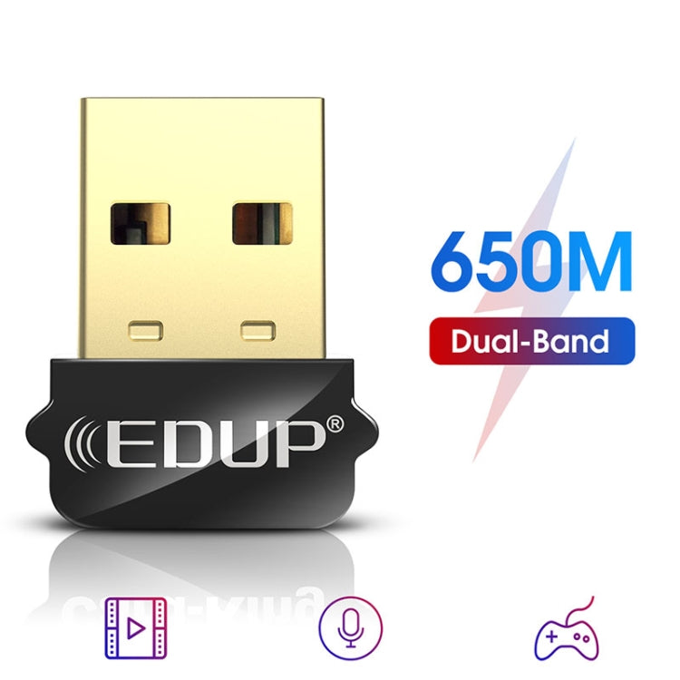 EDUP EP-AC1651 USB WIFI Adapter 650Mbps Dualband 5G/2,4GHz Externe WLAN-Karte Wifi Dongle Empfänger für Laptop Windows MacOS