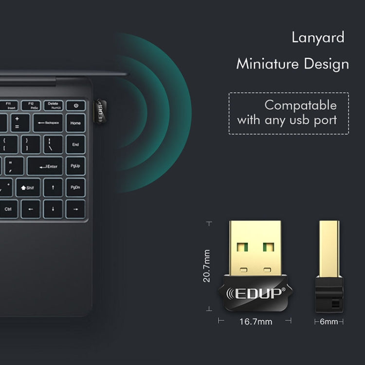 EDUP EP-AC1651 USB WIFI Adapter 650Mbps Dualband 5G/2,4GHz Externe WLAN-Karte Wifi Dongle Empfänger für Laptop Windows MacOS