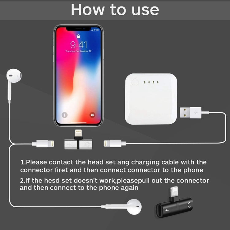 Zs-18182 2 Stück 2-in-1 8-Pin Stecker zu 8-Pin Lade- + 8-Pin Audio Buchse Ohrhörer Adapter, Unterstützt Anruf- & Lautstärkeregelung, Kompatibel mit IOS 13 System