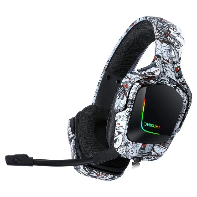 ONIKUMA K20 PS4 Surround Sound Bass PC Gamer Kopfhörer mit Mikrofon, RGB Licht