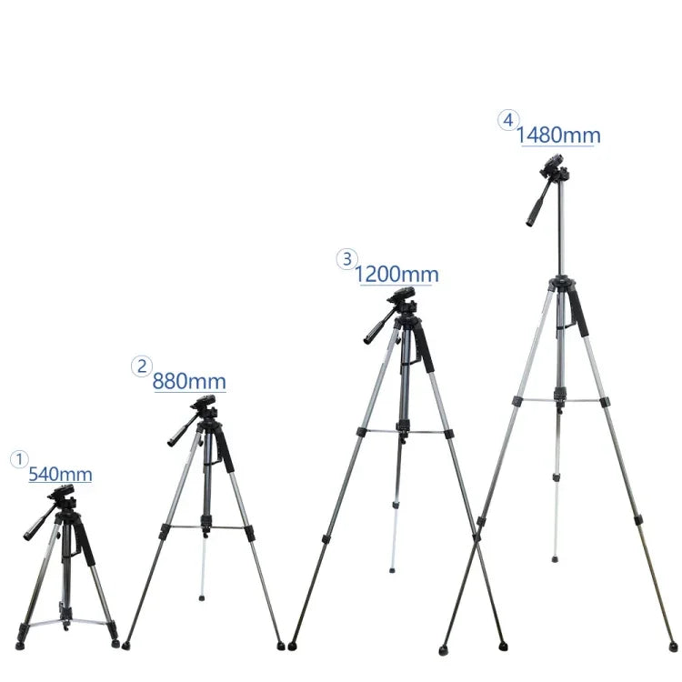 L-1200 Kamerastativ Live-Übertragungshalterung für Mobiltelefone, Kameras, Projektoren 55-148 cm Universal verstellbares Stativ (Silber), L-1200