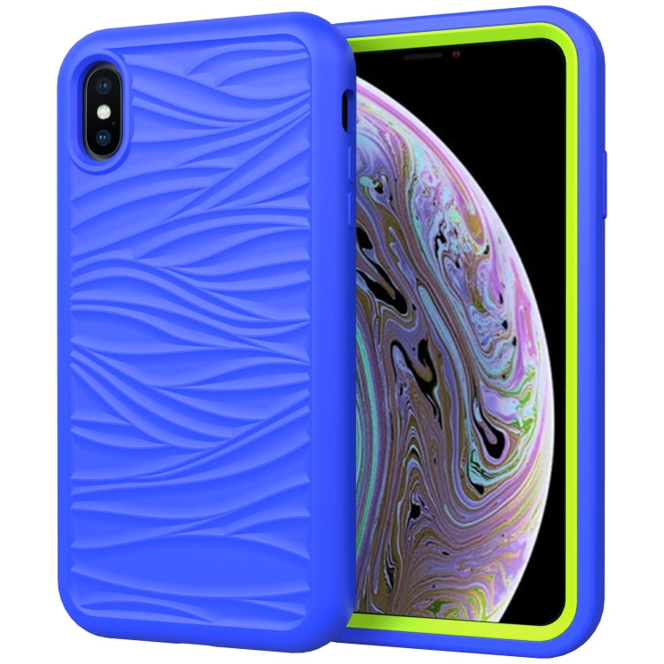 For iPhone XR Wave Pattern 3 in 1 Silicone+PC Shockproof Protective Case