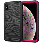 For iPhone XS Max Wave Pattern 3 in 1 Silicone+PC Shockproof Protective Case