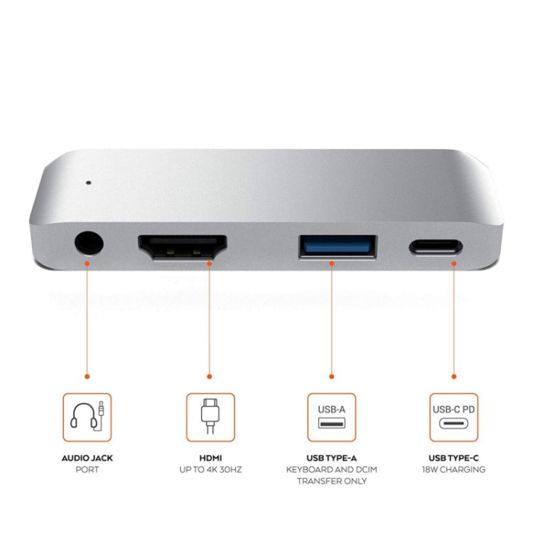 4 in 1 Type-C / USB-C zu HDMI + AUX + USB + PD Type-C / USB-C HUB Adapter Multifunktions-HD-Dock