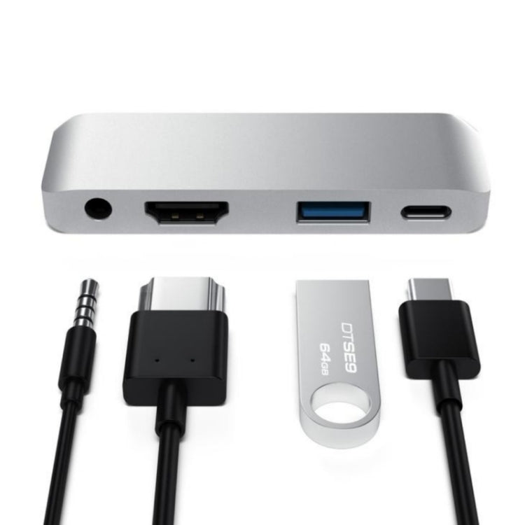 4 in 1 Type-C / USB-C zu HDMI + AUX + USB + PD Type-C / USB-C HUB Adapter Multifunktions-HD-Dock