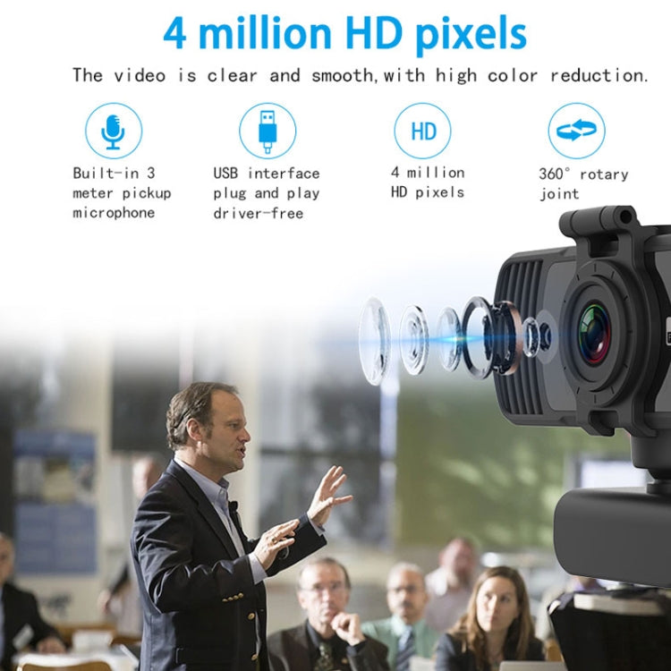 Richwell PC-06 Mini 360 Grad drehbare 4,0 MP HD Autofokus PC-Webcam mit Geräuschreduzierendem Mikrofon