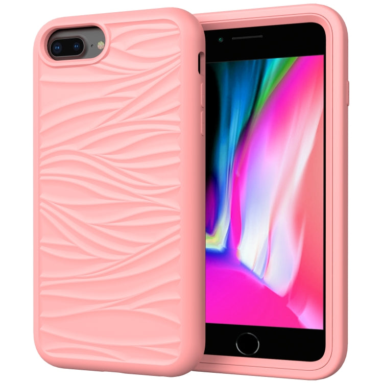 For iPhone SE（2020） Wave Pattern 3 in 1 Silicone+PC Shockproof Protective Case