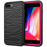 For iPhone 6/7/8 Plus Wave Pattern 3 in 1 Silicone+PC Shockproof Protective Case
