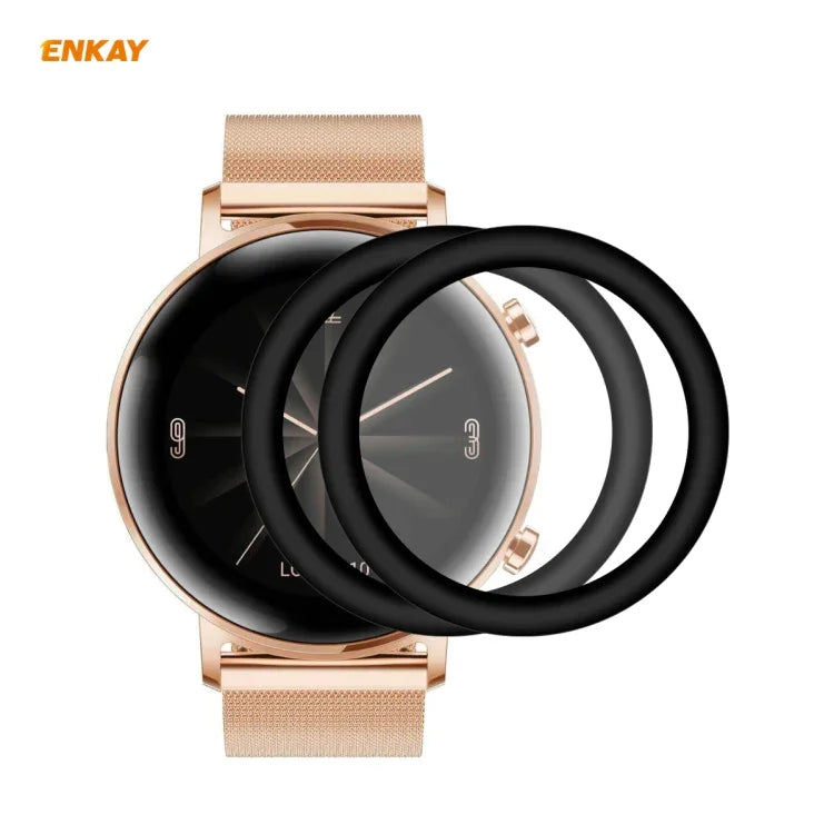 2 STÜCK ENKAY Hat-Prince 3D Vollbild Soft PC Edge + PMMA HD Displayschutzfolie, für Huawei Watch GT 2 42mm, für Samsung Galaxy Active 2 40mm, für Samsung Galaxy Active 2 44mm, für Xiaomi Mi Band 4, für Fitbit Versa 2