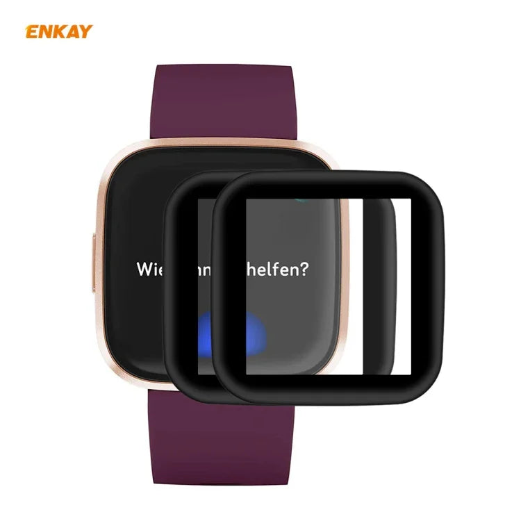 2 STÜCK ENKAY Hat-Prince 3D Vollbild Soft PC Edge + PMMA HD Displayschutzfolie, für Huawei Watch GT 2 42mm, für Samsung Galaxy Active 2 40mm, für Samsung Galaxy Active 2 44mm, für Xiaomi Mi Band 4, für Fitbit Versa 2