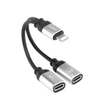 ENKAY ENK-AT104 8-Pin-zu-Dual-8-Pin Lade- und Musikhör-Adapter aus Aluminiumlegierung