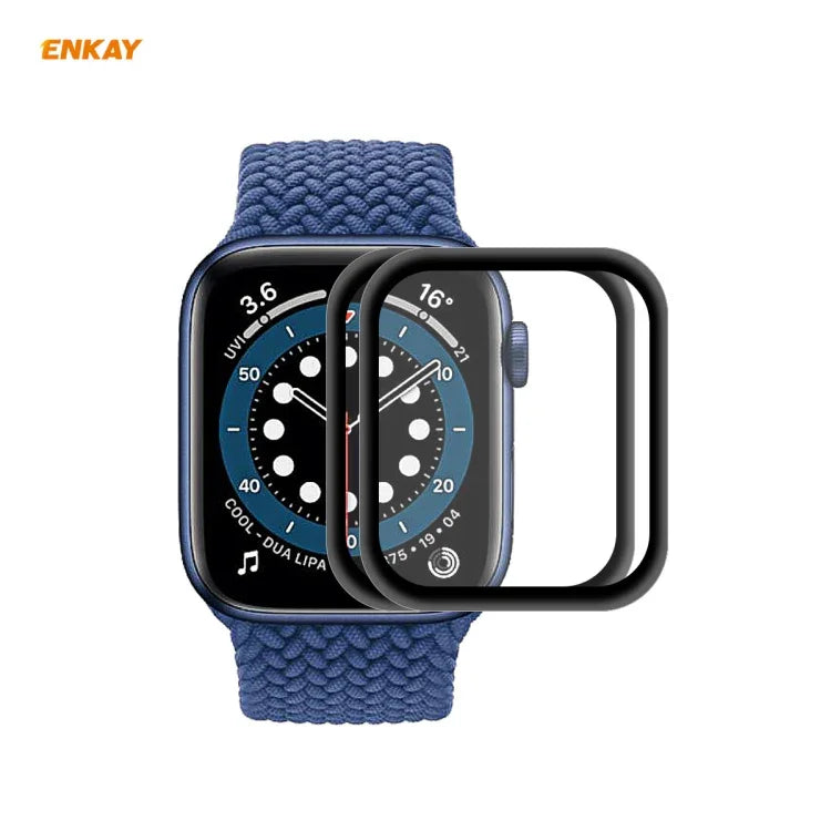 2 Stück ENKAY Hat-Prince 3D Vollbild-Displayschutzfolie aus PET, gebogen, heißbiegebar, für Apple Watch Series 6/5/4/SE 44 mm