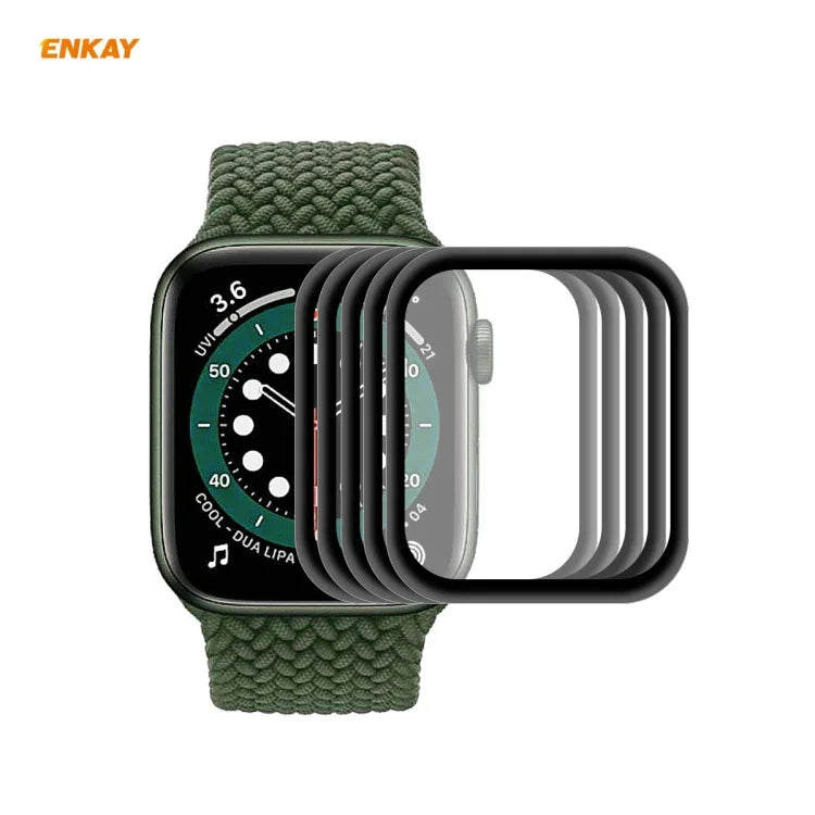 5 Stück ENKAY Hat-Prince 3D Vollbild-Displayschutzfolie aus PET, gebogen, heißbiegebar, für Apple Watch Series 6/5/4/SE 44 mm