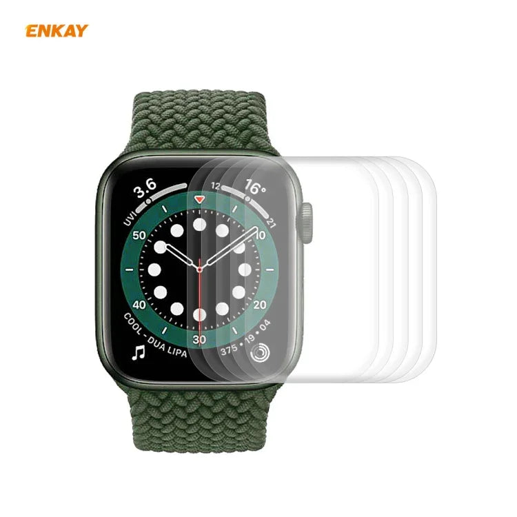 5 Stück ENKAY Hat-Prince 3D Vollbild-Displayschutzfolie aus PET, gebogen, heißbiegebar, für Apple Watch Series 6/5/4/SE 44 mm