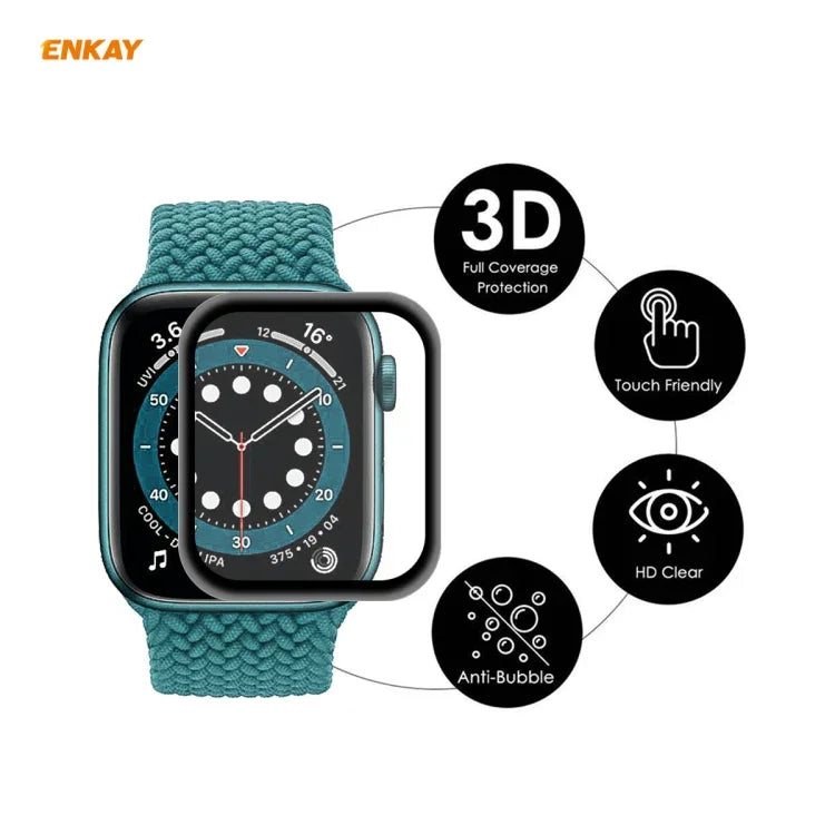 2 Stück ENKAY Hat-Prince 3D Vollbild-Displayschutzfolie aus weichem PC-Rand + PMMA HD-Displayschutzfolie, für Apple Watch 6/5/4/SE 44 mm und 40 mm