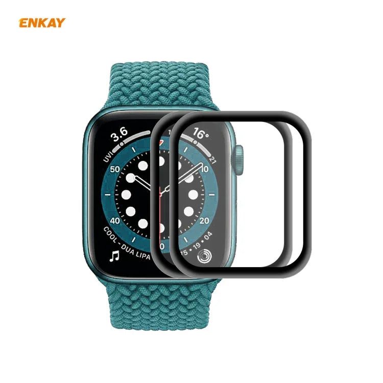 2 Stück ENKAY Hat-Prince 3D Vollbild-Displayschutzfolie aus weichem PC-Rand + PMMA HD-Displayschutzfolie, für Apple Watch 6/5/4/SE 44 mm und 40 mm
