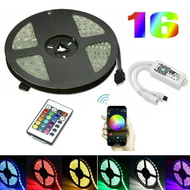 5M 5050 RGB LED-Lichtstreifen WIFI Smart Home Power Kit Set (Nicht wasserdicht)