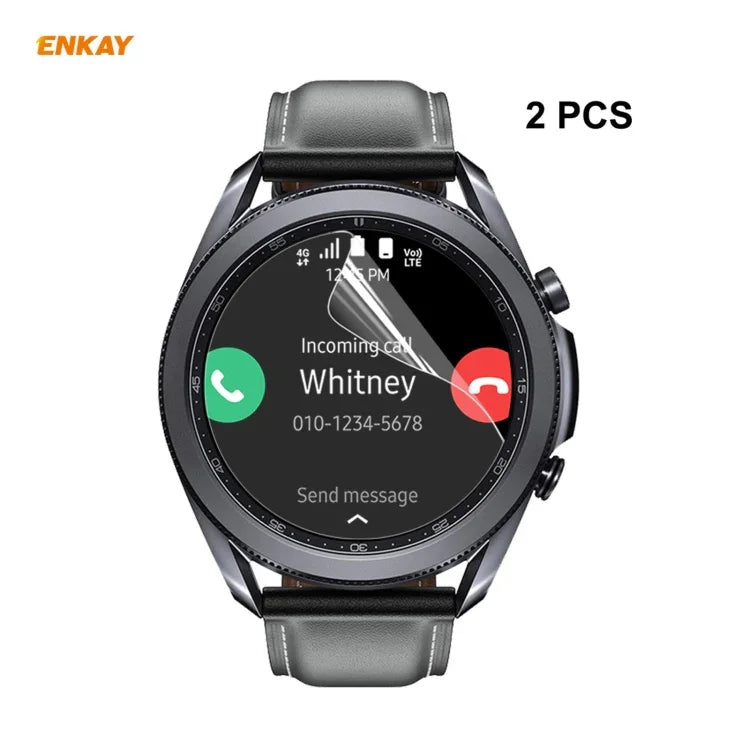 2 Stück ENKAY Hat-Prince Klare HD PET-Displayschutzfolie, für Samsung Galaxy Watch3 45 mm und Samsung Galaxy Watch3 41 mm