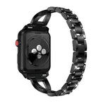 X-förmiges, diamantbesetztes Armband aus massivem Edelstahl für Apple Watch Series 3, 2 und 1 (42 mm)