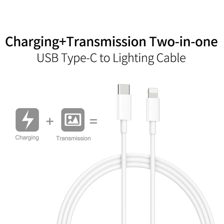 2-in-1 PD 20W Einzelner USB-C / Typ-C Port Reiseladegerät + 3A PD3.0 USB-C / Typ-C auf 8 Pin Schnelllade-Datenkabel Set, Kabellänge: 1m, EU Stecker, 20W 1m