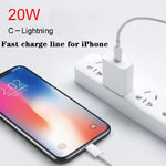 2-in-1 PD 20W Einzelner USB-C / Typ-C Port Reiseladegerät + 3A PD3.0 USB-C / Typ-C auf 8 Pin Schnelllade-Datenkabel Set, Kabellänge: 1m, EU Stecker, 20W 1m