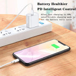 2-in-1 PD 20W Einzelner USB-C / Typ-C Port Reiseladegerät + 3A PD3.0 USB-C / Typ-C auf 8 Pin Schnelllade-Datenkabel Set, Kabellänge: 1m, EU Stecker, 20W 1m