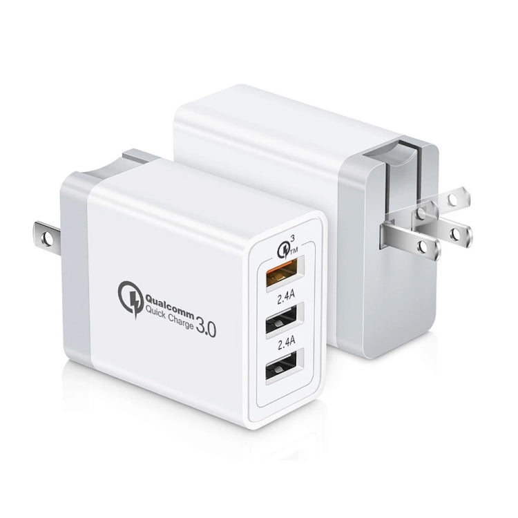 SDC-30W 30W QC 3.0 USB + 2.4A Dual USB 2.0 Anschlüsse Handy Tablet PC Universal Schnellladegerät Reise-Ladegerät, US Stecker, US Stecker