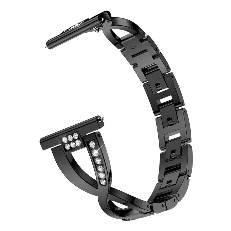 X-förmiges, diamantbesetztes Armband aus massivem Edelstahl für Samsung Gear S3