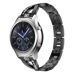 X-förmiges, diamantbesetztes Armband aus massivem Edelstahl für Samsung Gear S3