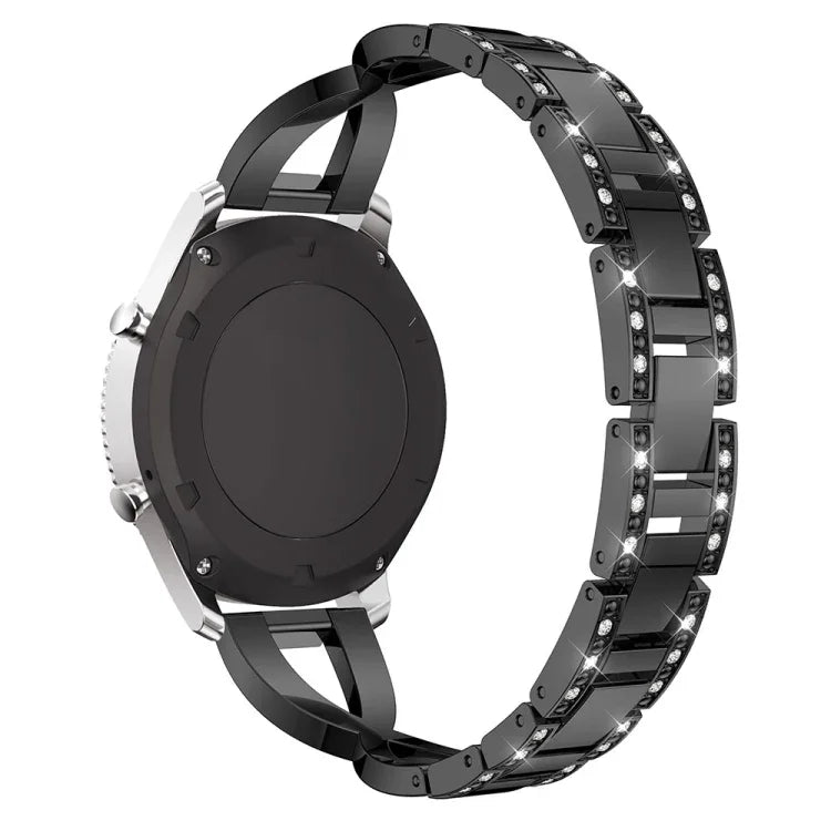 X-förmiges, diamantbesetztes Armband aus massivem Edelstahl für Samsung Gear S3