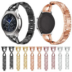 X-förmiges, diamantbesetztes Armband aus massivem Edelstahl für Samsung Gear S3