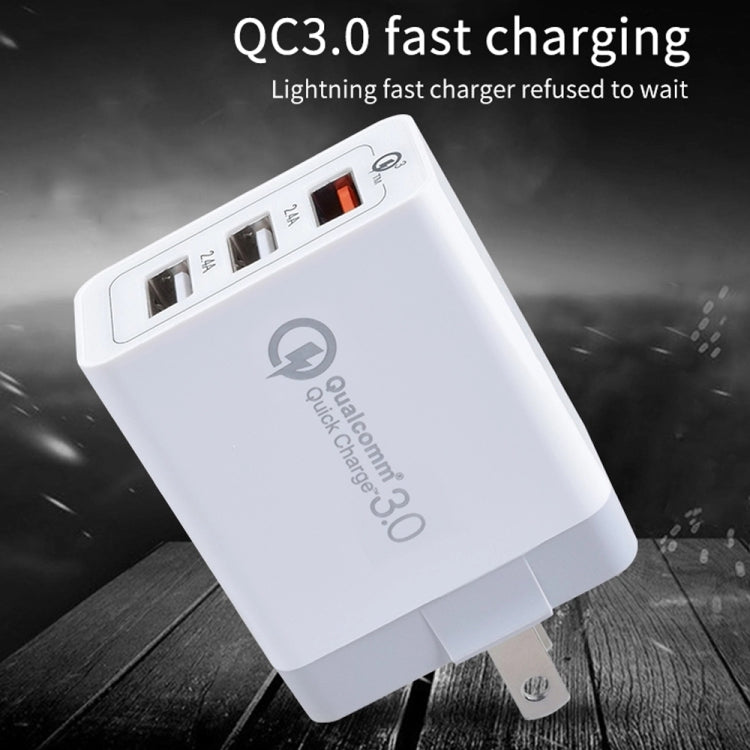 SDC-30W 2 in 1 USB to USB-C / Type-C Data Cable + 30W QC 3.0 USB + 2.4A Dual USB 2.0 Ports Mobile Phone Tablet PC Universal Quick Charger Travel Charger Set, US Plug, with USB-C / Type-C Cable, US Plug