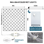 4x6m 672 LEDs Wasserdichte Fischernetzlichter, Lichterkette, Lichtervorhang, Märchenhochzeitsparty, Weihnachtsdekoration, Lampen 220V, EU-Stecker