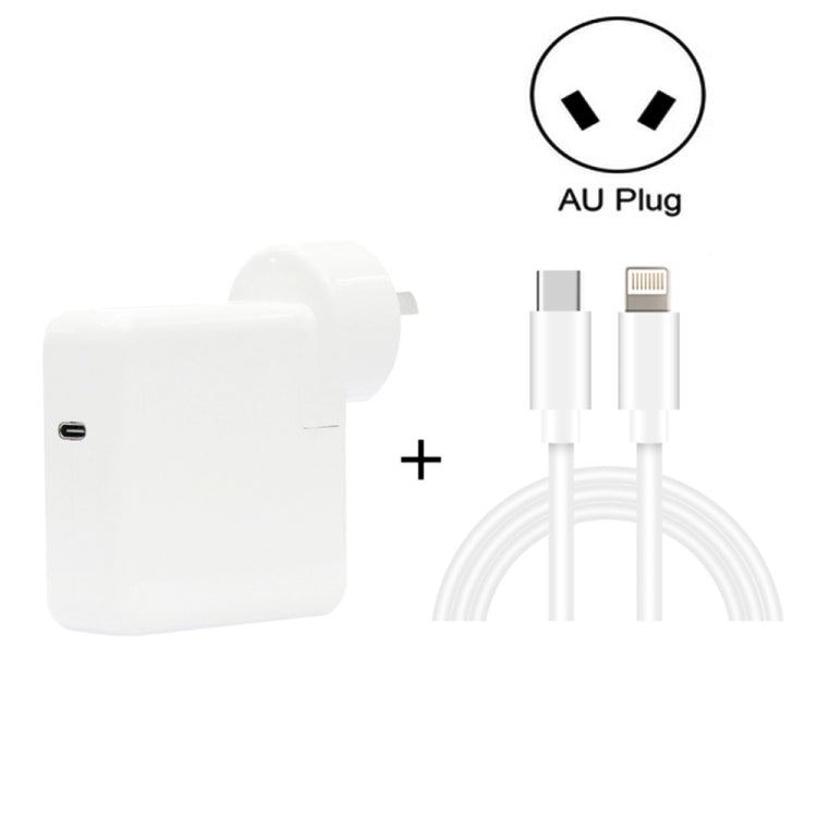 2-in-1-PD3.0-30W-USB-C-/Type-C-Reiseladegerät mit abnehmbarem Fuß + PD3.0-3A-USB-C-/Type-C-auf-8-Pin-Schnelllade-Datenkabelset, Kabellänge: 1m, AU-Stecker, 1m