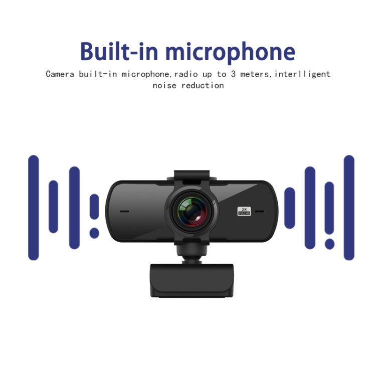 C5 4 Millionen Pixel Autofokus 2K Full HD Webcam 360 Grad Drehung USB Treiberfreie Live-Übertragungs-Webkamera mit Mikrofon, C5