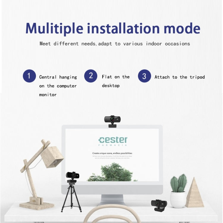 C5 4 Millionen Pixel Autofokus 2K Full HD Webcam 360 Grad Drehung USB Treiberfreie Live-Übertragungs-Webkamera mit Mikrofon, C5