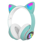 TN-28 3,5mm Bluetooth 5.0 Dual-Verbindung RGB Katzenohren Bass Stereo Geräuschunterdrückende Kopfhörer Unterstützt TF-Karte mit Mikrofon