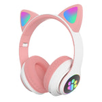 TN-28 3,5mm Bluetooth 5.0 Dual-Verbindung RGB Katzenohren Bass Stereo Geräuschunterdrückende Kopfhörer Unterstützt TF-Karte mit Mikrofon