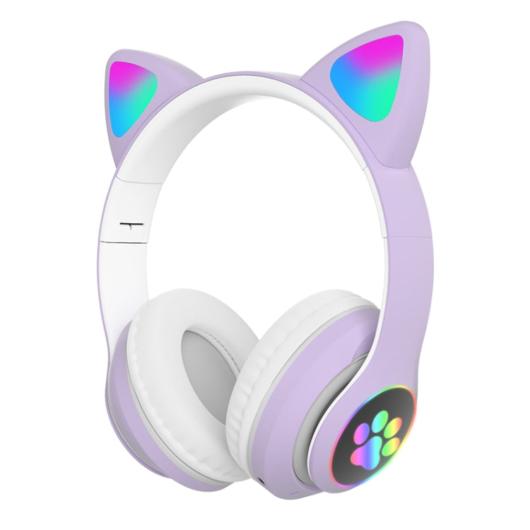 TN-28 3,5mm Bluetooth 5.0 Dual-Verbindung RGB Katzenohren Bass Stereo Geräuschunterdrückende Kopfhörer Unterstützt TF-Karte mit Mikrofon