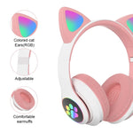 TN-28 3,5mm Bluetooth 5.0 Dual-Verbindung RGB Katzenohren Bass Stereo Geräuschunterdrückende Kopfhörer Unterstützt TF-Karte mit Mikrofon
