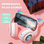 TN-28 3,5mm Bluetooth 5.0 Dual-Verbindung RGB Katzenohren Bass Stereo Geräuschunterdrückende Kopfhörer Unterstützt TF-Karte mit Mikrofon