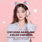 TN-28 3,5mm Bluetooth 5.0 Dual-Verbindung RGB Katzenohren Bass Stereo Geräuschunterdrückende Kopfhörer Unterstützt TF-Karte mit Mikrofon