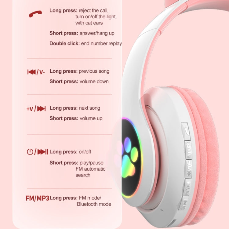 TN-28 3,5mm Bluetooth 5.0 Dual-Verbindung RGB Katzenohren Bass Stereo Geräuschunterdrückende Kopfhörer Unterstützt TF-Karte mit Mikrofon